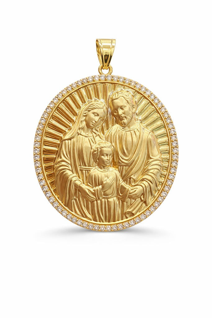 10K CZ FRAME HOLY FAMILY PENDANT – LARGE – JY Jewelry Wholesale