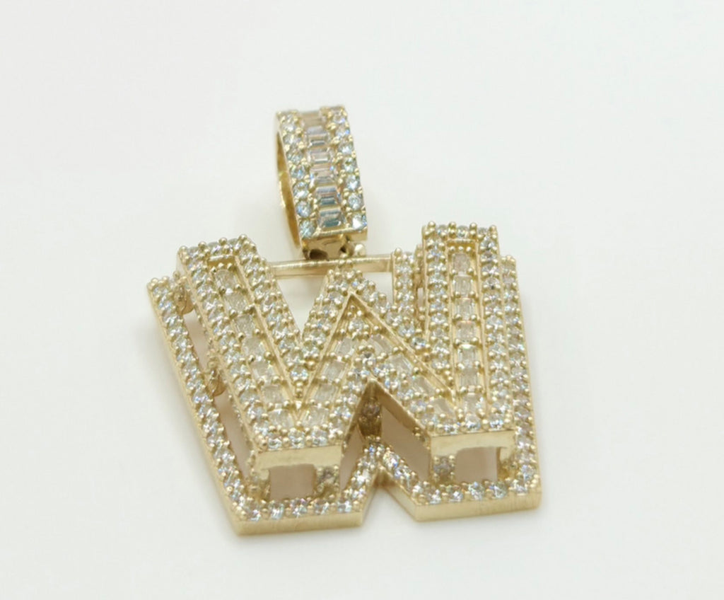 10K MEDIUM CZ "W" LETTER PENDANT – JY Jewelry Wholesale