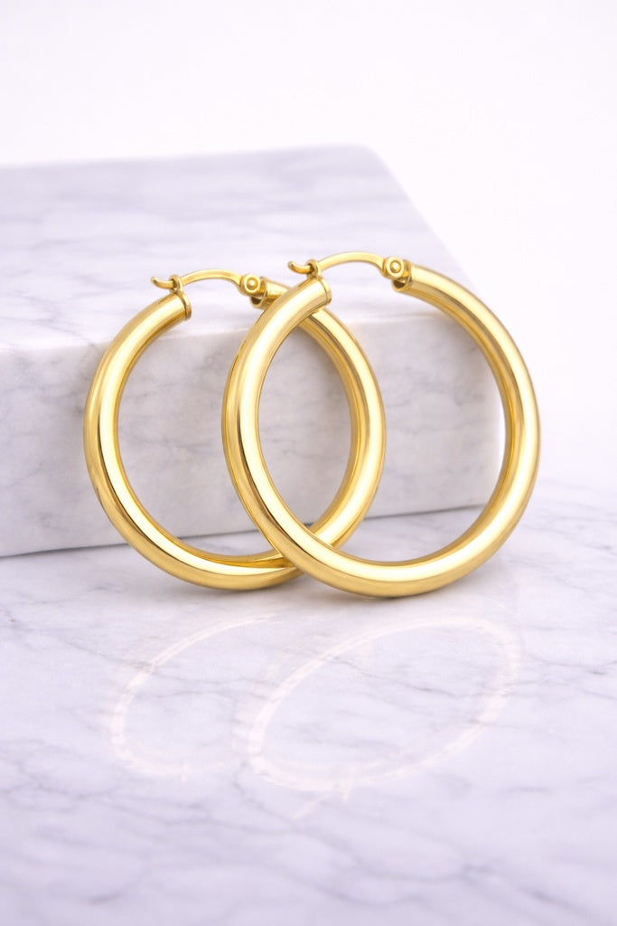 14K MODERN PLAIN HOOPS EARRINGS – 4 – JY Jewelry Wholesale