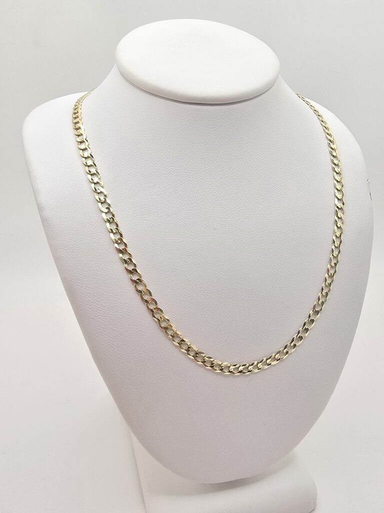 10K CUBAN CURB FLAT CHAIN – 20" 4MM – JY Jewelry Wholesale