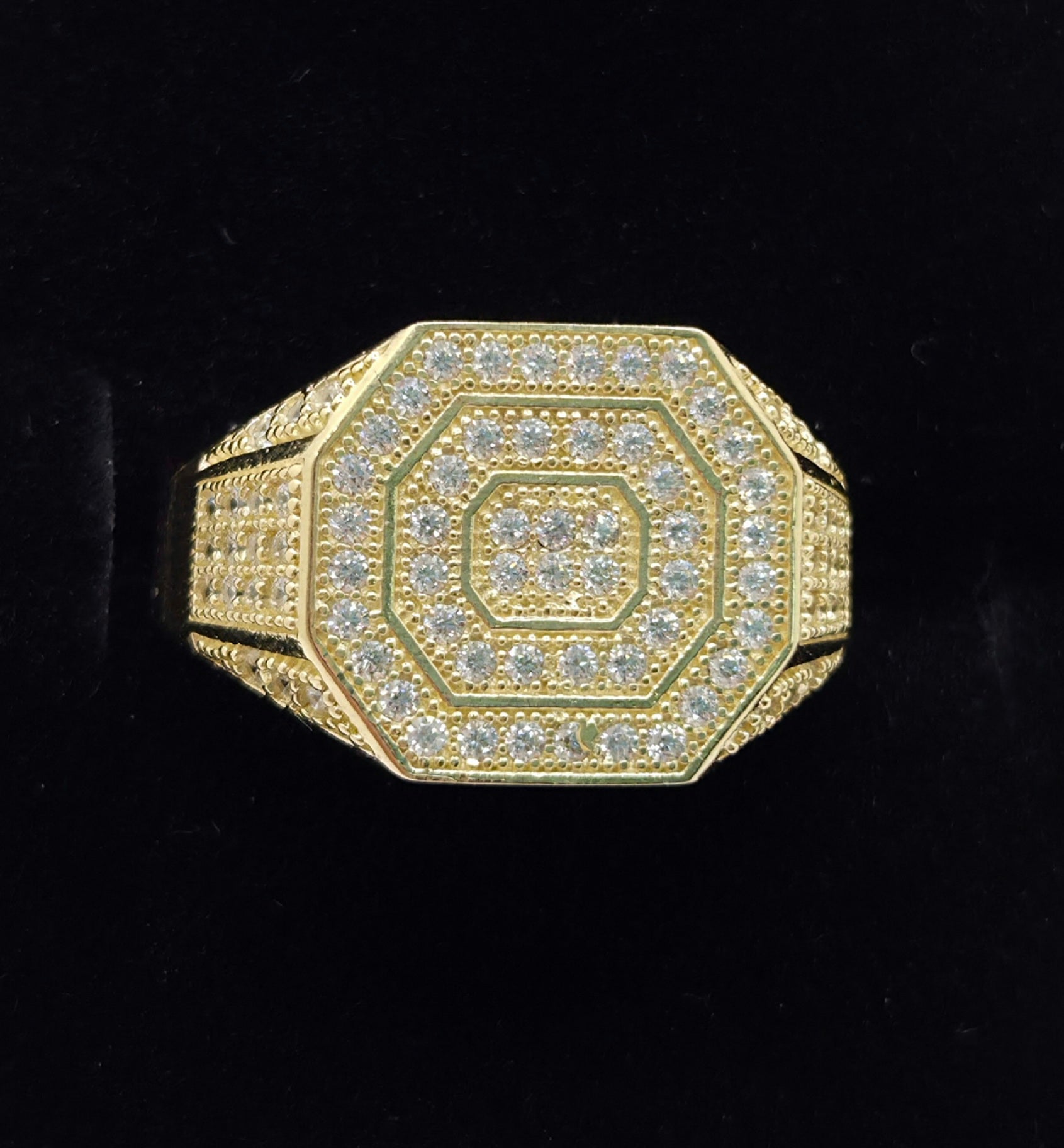 10K CZ DETAIL LARGE OCTAGON SHAPE MEN'S RING – 10 – JY Jewelry Wholesale