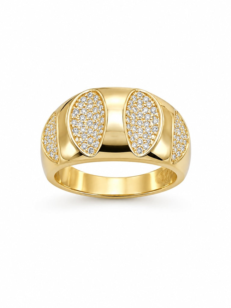 14K MODERN CZ STUDDED DELUXE RING – 6.5 & 7 – JY Jewelry Wholesale