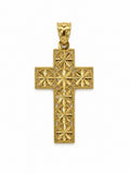 14K MODERN DIAMOND CUT DETAIL SQUARE CROSS PENDANT – JY Jewelry Wholesale