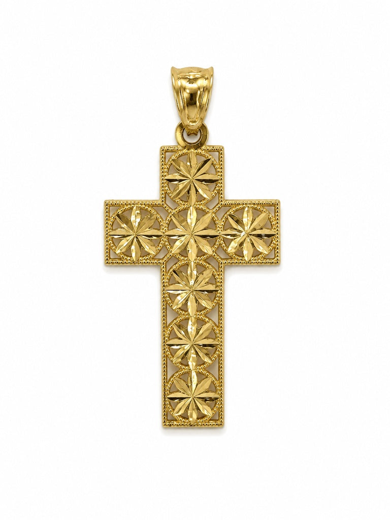 14K MODERN DIAMOND CUT DETAIL SQUARE CROSS PENDANT – JY Jewelry Wholesale