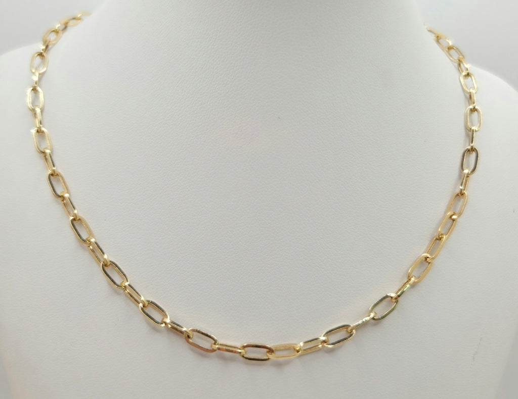 14K PAPER CLIP CHAIN – 18" 4MM – JY Jewelry Wholesale