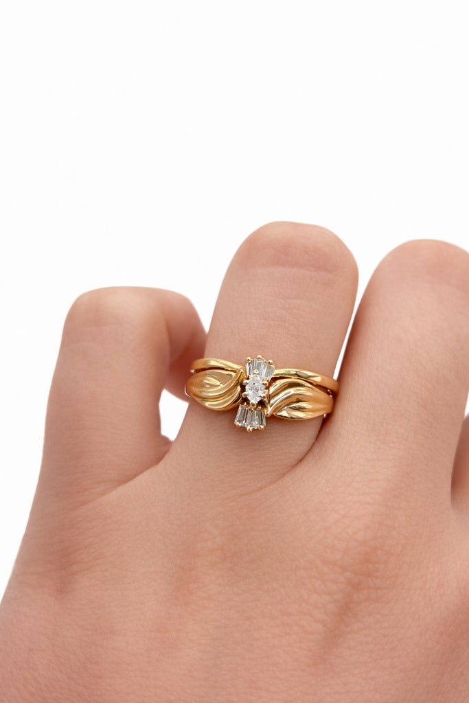 10K ELEGANT CLUSTER GROOVED DIAMOND ENGAGEMENT RING – 9 – JY Jewelry Wholesale