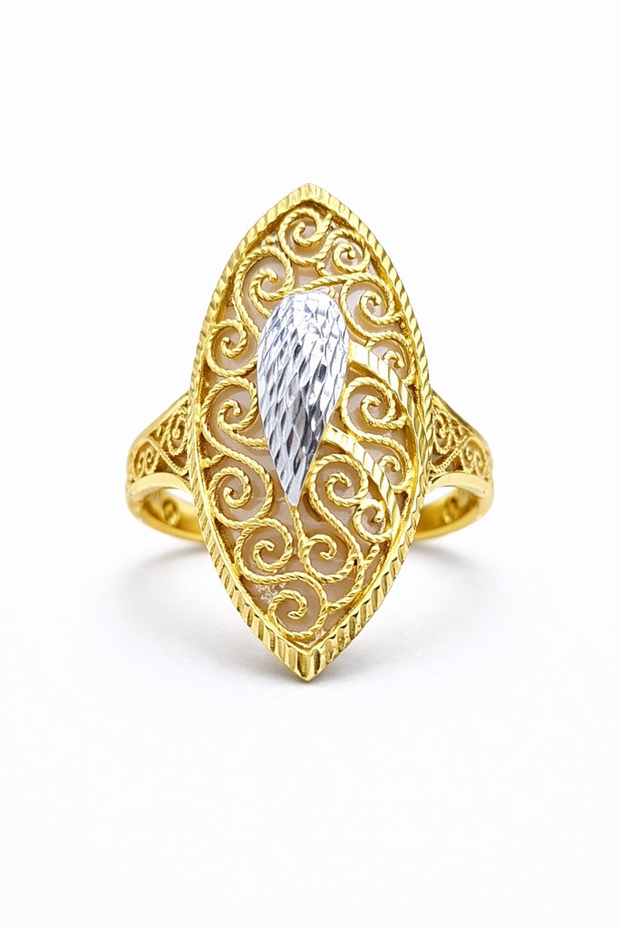 14K EXOTIC LARGE TWO-TONE RING WITH BEAUTIFUL DETAILS – 9.5 – JY Jewelry Wholesale