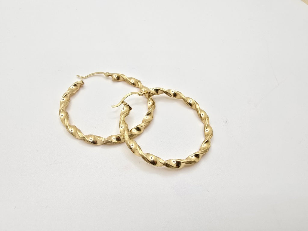10K ROPE DESIGN TWISTED HOOPS EARRINGS – 3MM – JY Jewelry Wholesale