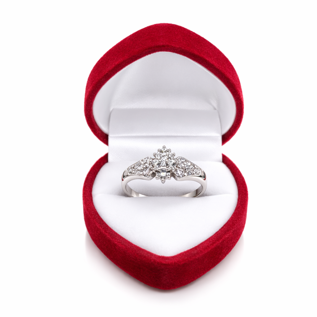 10K WHITE GOLD ALMOND SHAPE DIAMOND ELEGANT RING – 7 – JY Jewelry Wholesale