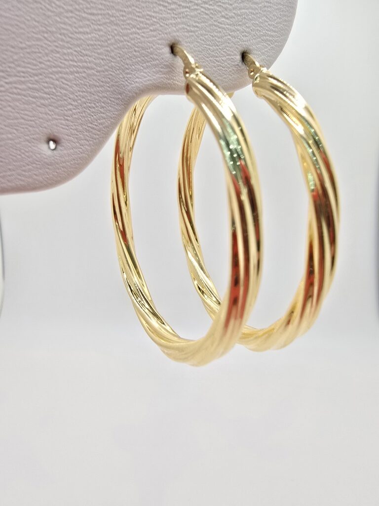 10K CROOKED HOOPS EARRINGS – 6 4MM – JY Jewelry Wholesale