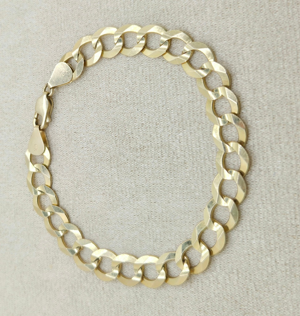 14K SOLID CUBAN CURB FLAT BRACELET – 8.5" 10MM – JY Jewelry Wholesale