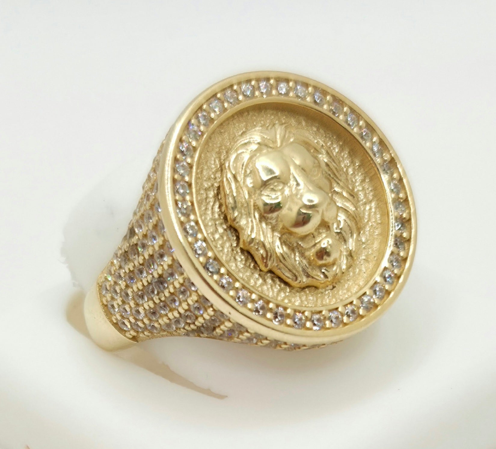 14K CZ ROUND LION RING – 10 & 11 – JY Jewelry Wholesale