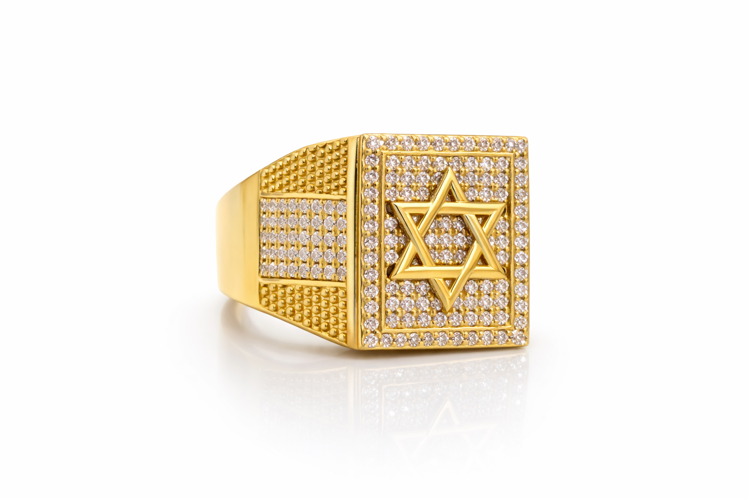 14K CZ BACKGROUND STAR OF DAVID RING – 10 – JY Jewelry Wholesale
