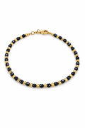 14K YELLOW GOLD BEADED BALL BRACELET BLACK – 8" 3.5MM – JY Jewelry Wholesale