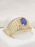 14K DELICATE BAR DESIGN BACKGROUND STRONG BLUE STONE RING – 8 – JY Jewelry Wholesale