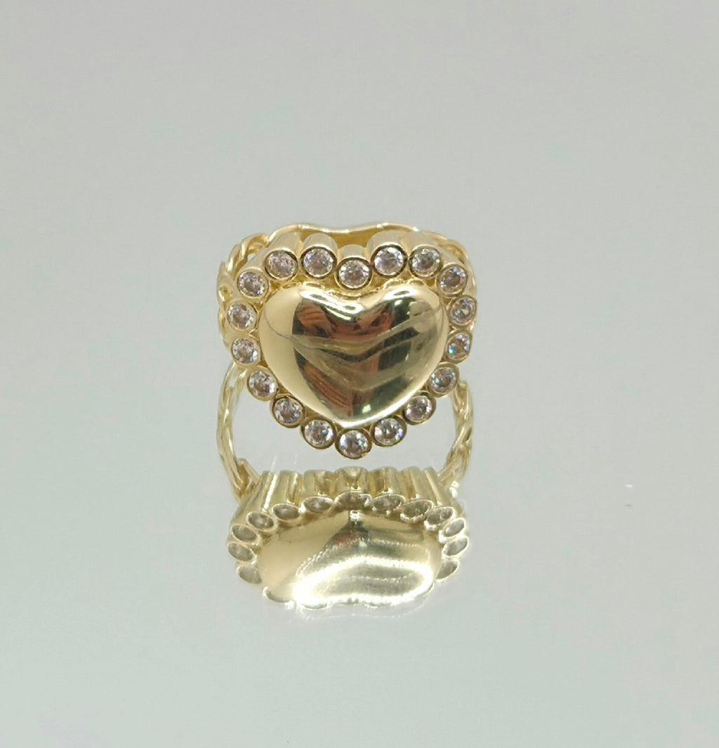 10K CHINO LINK CZ DETAIL HEART RING – 7 – JY Jewelry Wholesale