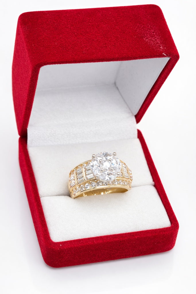 10K ELEGANT BAGUETTE ROUND DESIGN RING – 7 & 8 & 9 – JY Jewelry Wholesale