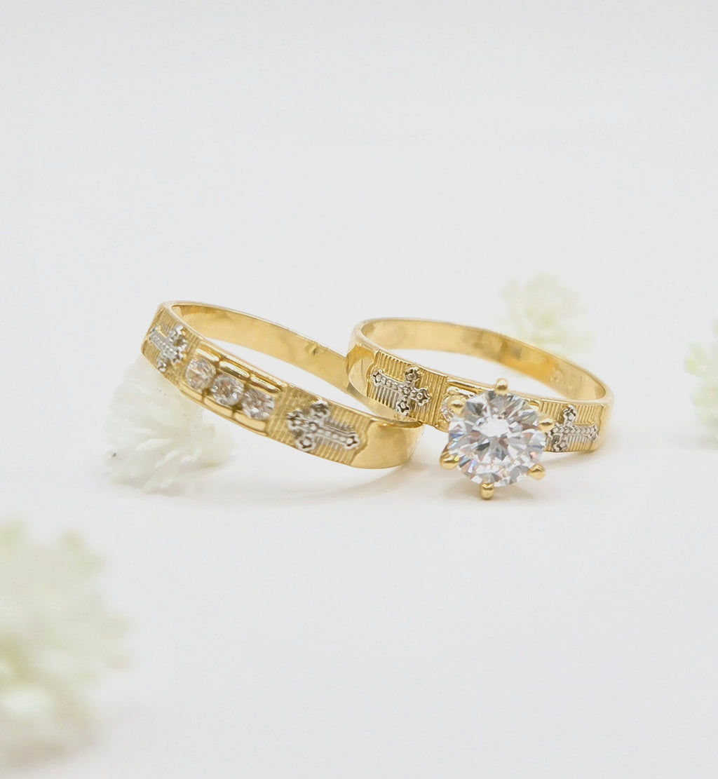 10K SMALL CROSS DETAIL ENGAGEMENT WOMAN'S RING – 8 – JY Jewelry Wholesale