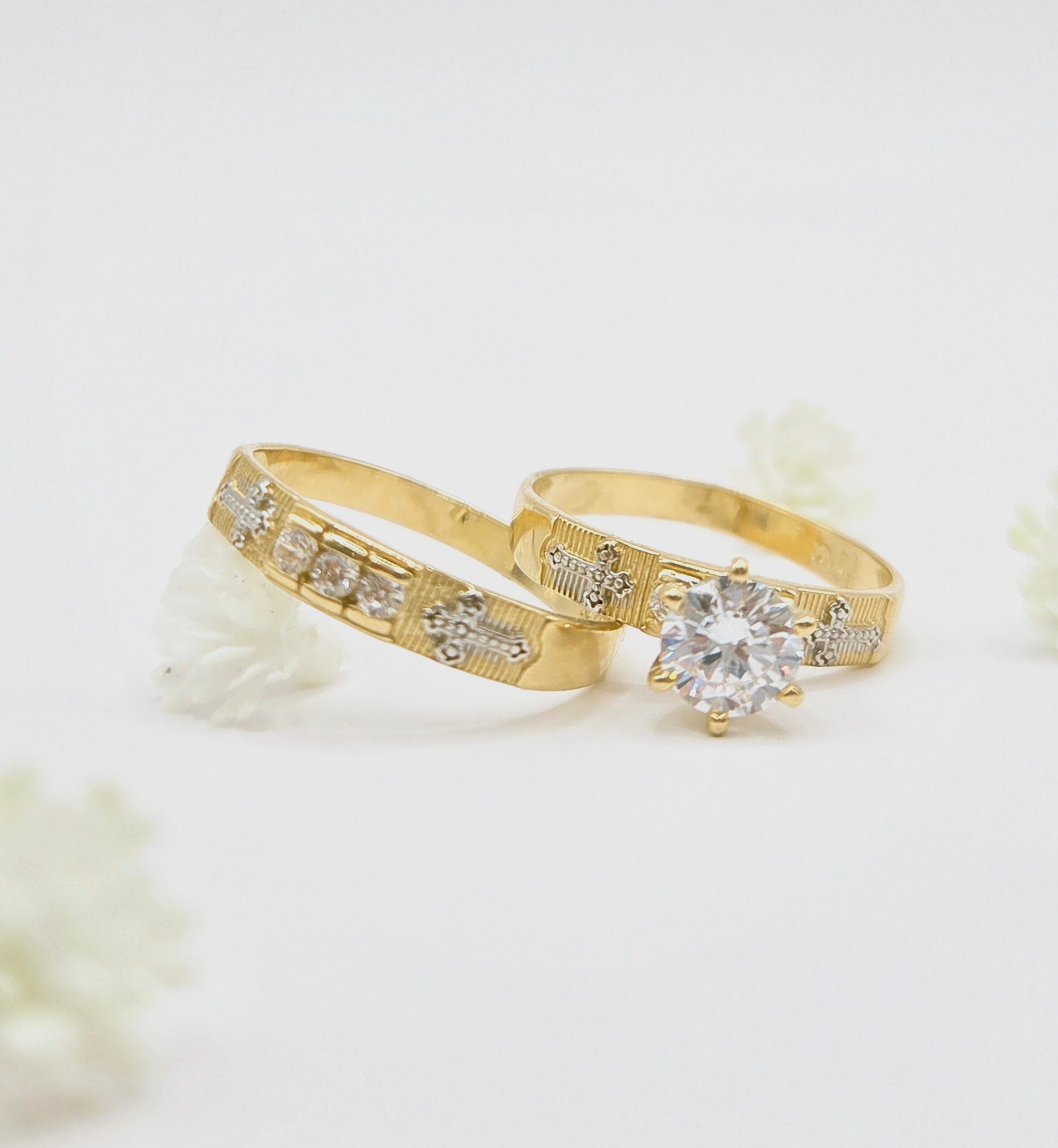 10K SMALL CROSS DETAIL ENGAGEMENT WOMAN'S RING – 8 – JY Jewelry Wholesale