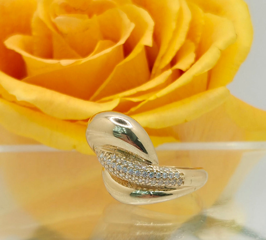 14K ELEGANT TWISTED CZ DETAIL WOMEN'S RING – 7 – JY Jewelry Wholesale