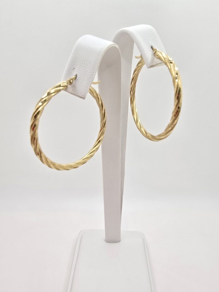 10K ELEGANT DESING TWISTED HOOPS EARRINGS – 4 3MM – JY Jewelry Wholesale