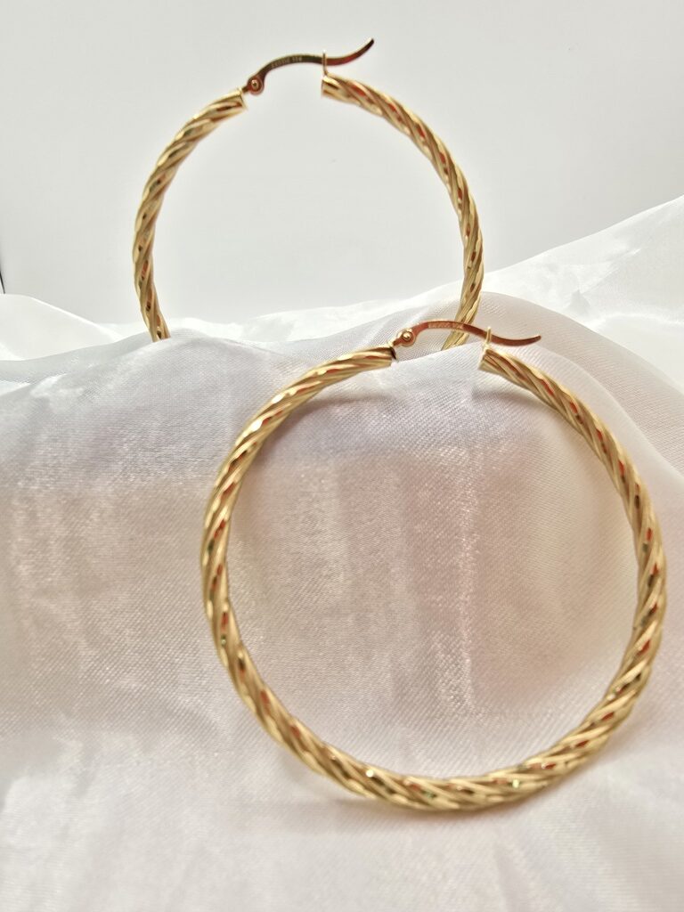 10K ELEGANT DESING TWISTED HOOPS EARRINGS – 5 3MM – JY Jewelry Wholesale