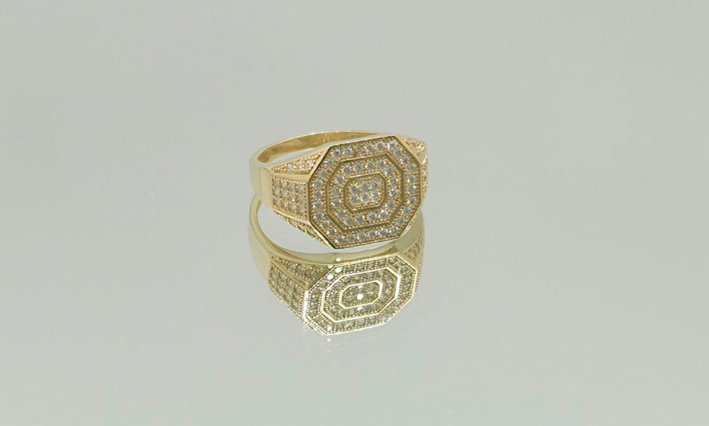 10K CZ DETAIL LARGE OCTAGON SHAPE MEN'S RING – 10 – JY Jewelry Wholesale