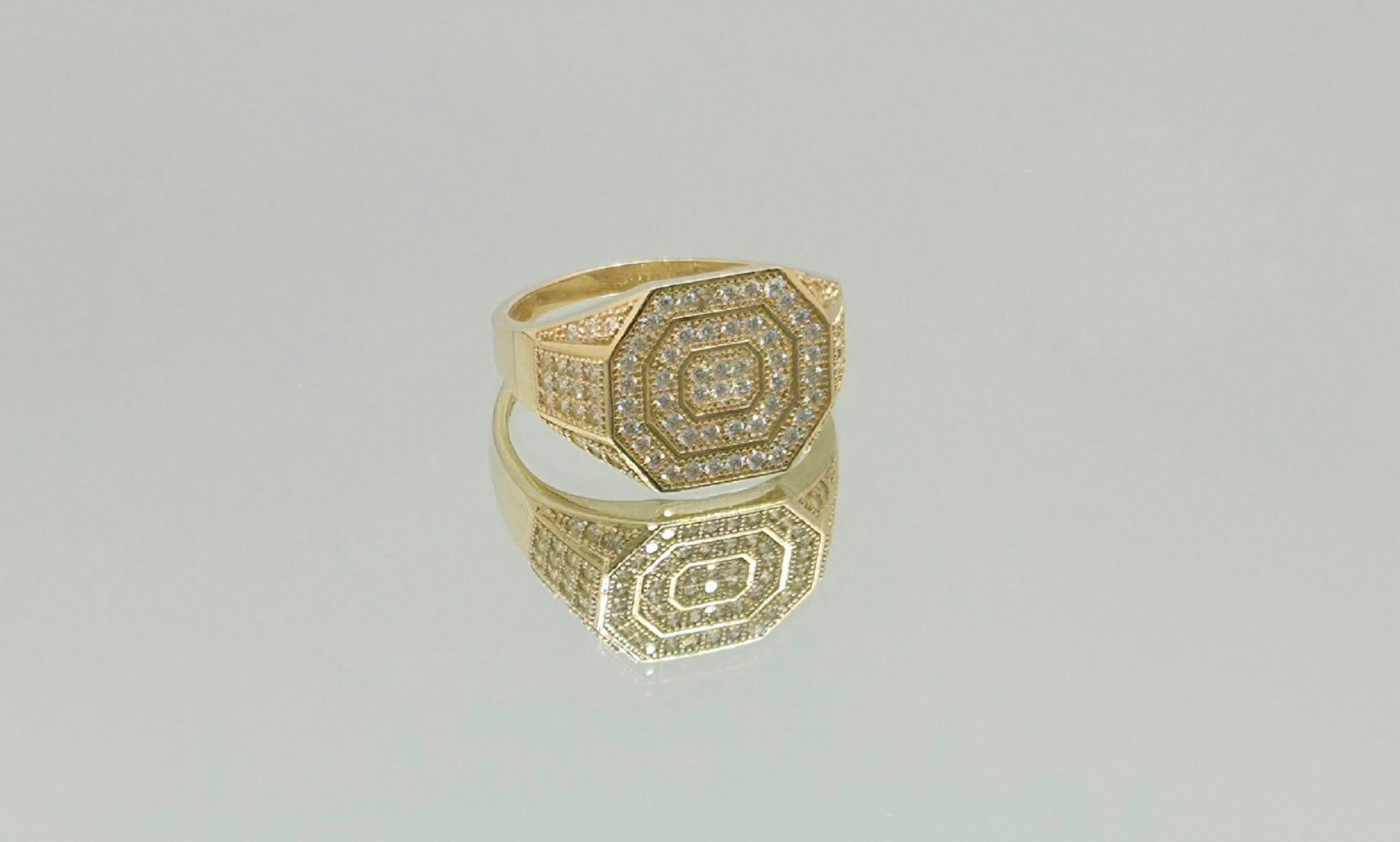 10K CZ DETAIL LARGE OCTAGON SHAPE MEN'S RING – 10 – JY Jewelry Wholesale