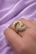 10K CZ AND PLAIN ROPE INTERTWINED WOMAN'S RING – 8 – JY Jewelry Wholesale