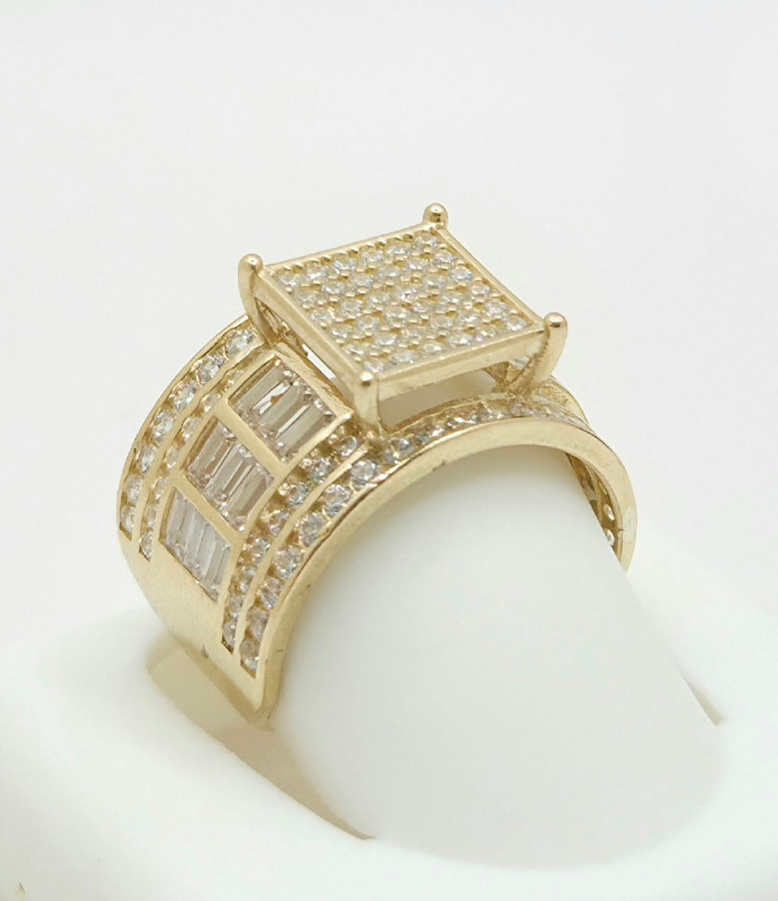 14K CZ AND BAGUETTE SQUARE WEDDING WOMAN'S RING – 7 & 8 – JY Jewelry Wholesale