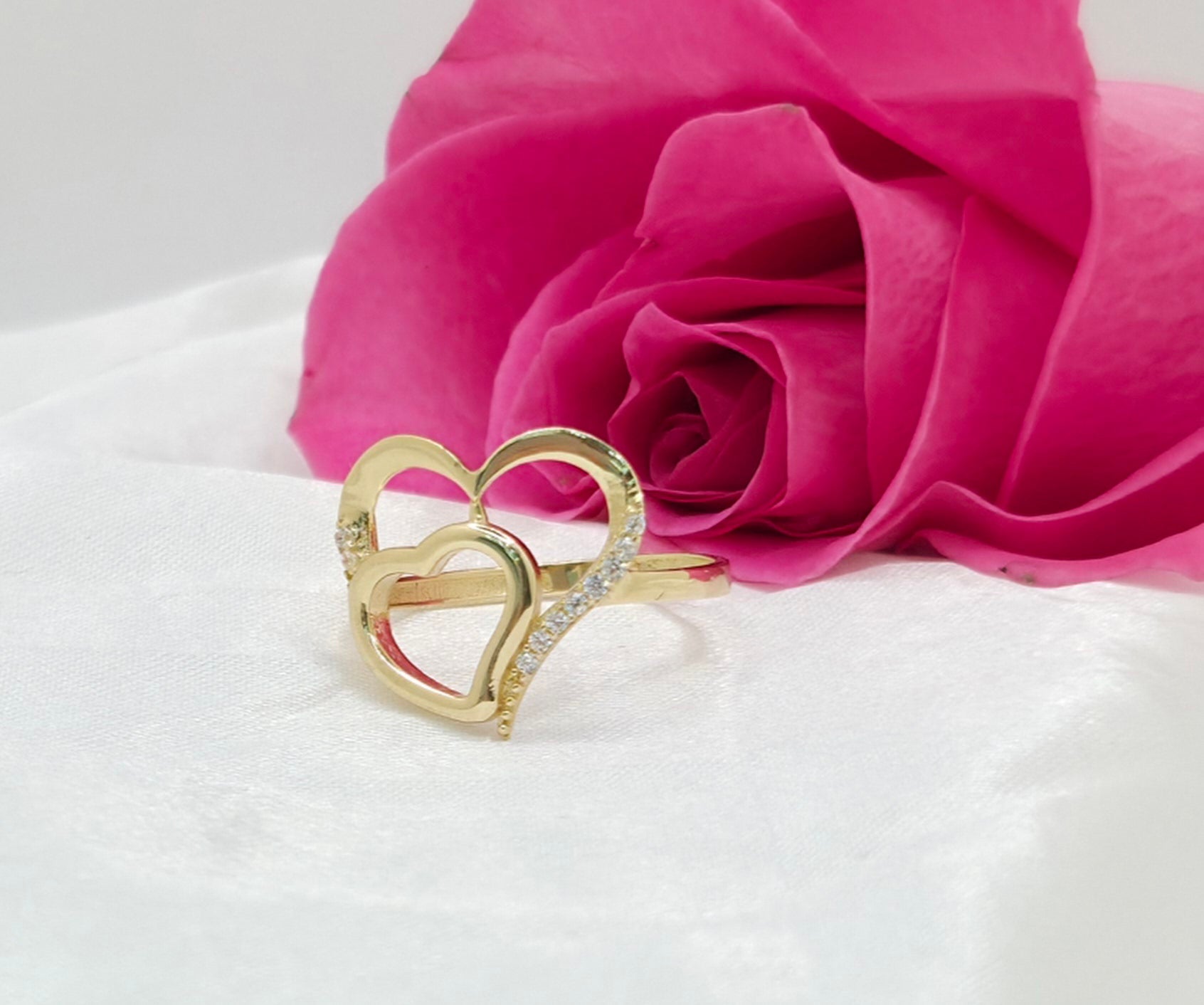 10K SMALL TWO HEART SILHOUETTE RING – 7 – JY Jewelry Wholesale