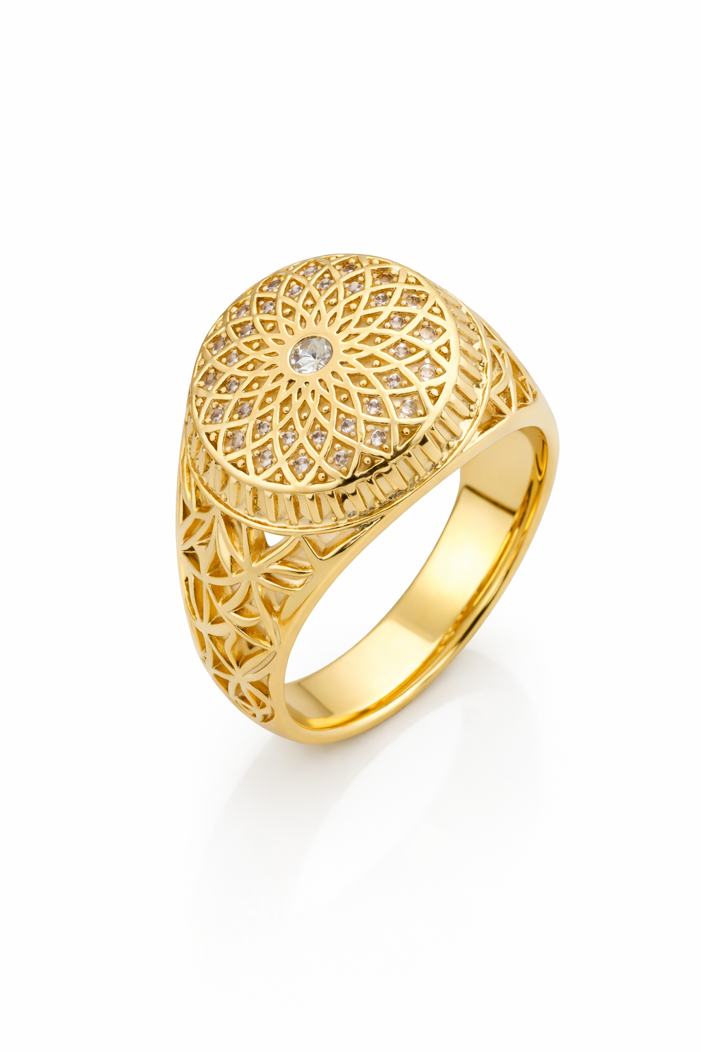 14K MANDALA DESIGN ROUND SMALL ROSETTA MAN'S RING – 12 – JY Jewelry Wholesale