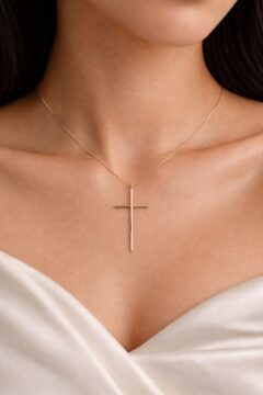 14K PLAIN CROSS CHAIN SET – 1MM 18" – JY Jewelry Wholesale