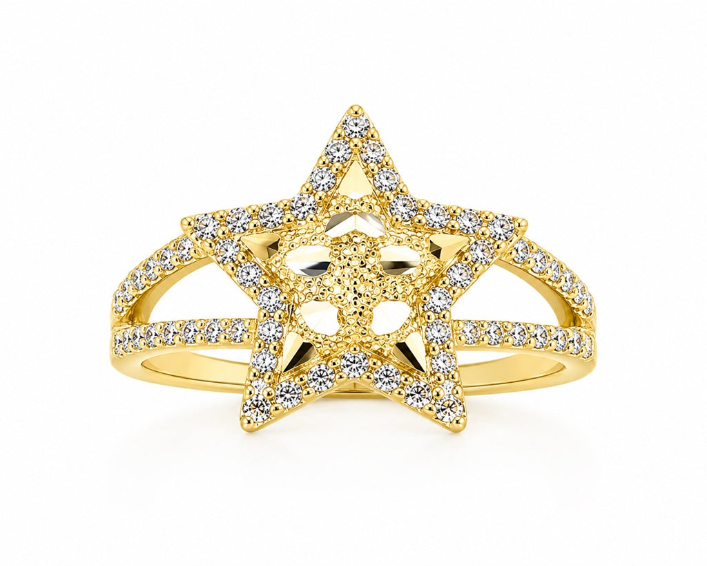 10K EXOTIC LARGE ONE STAR RING SZE 7.5 – JY Jewelry Wholesale