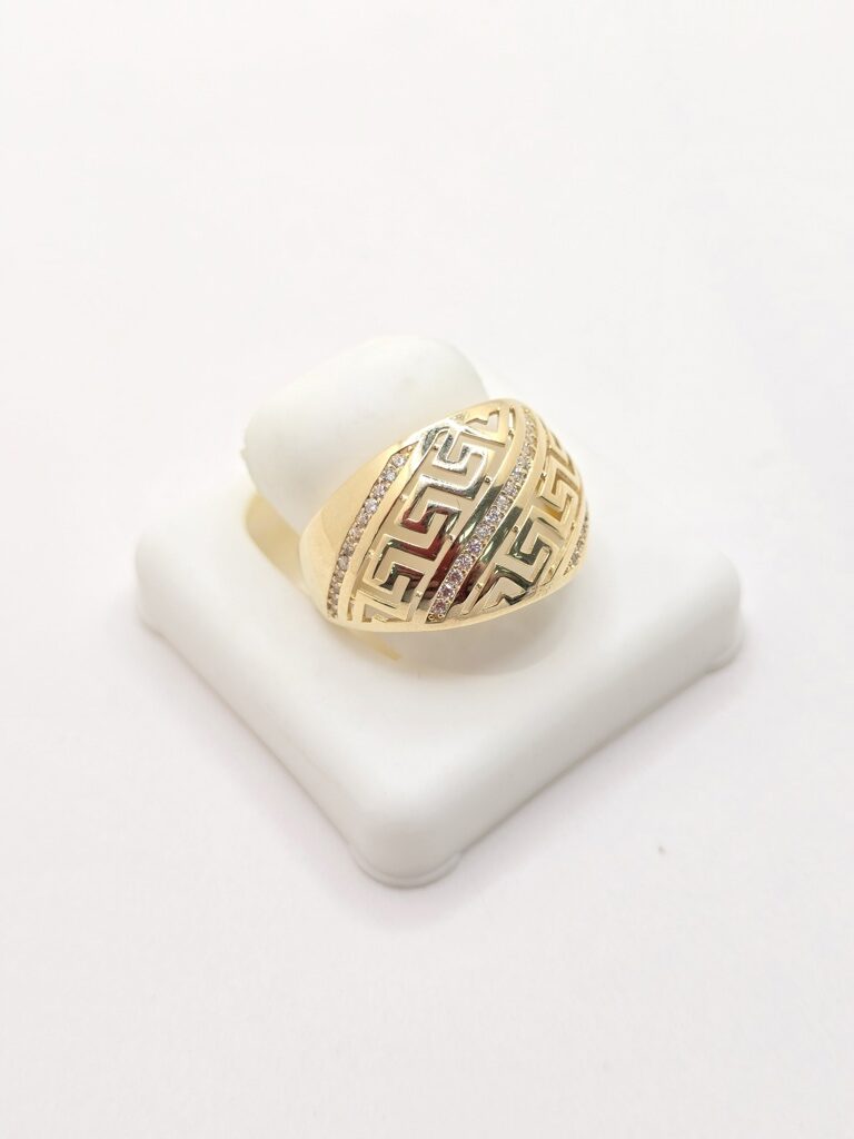 14K MODERN GREEK STYLE RING WITH ZIRCONIA – 8 – JY Jewelry Wholesale