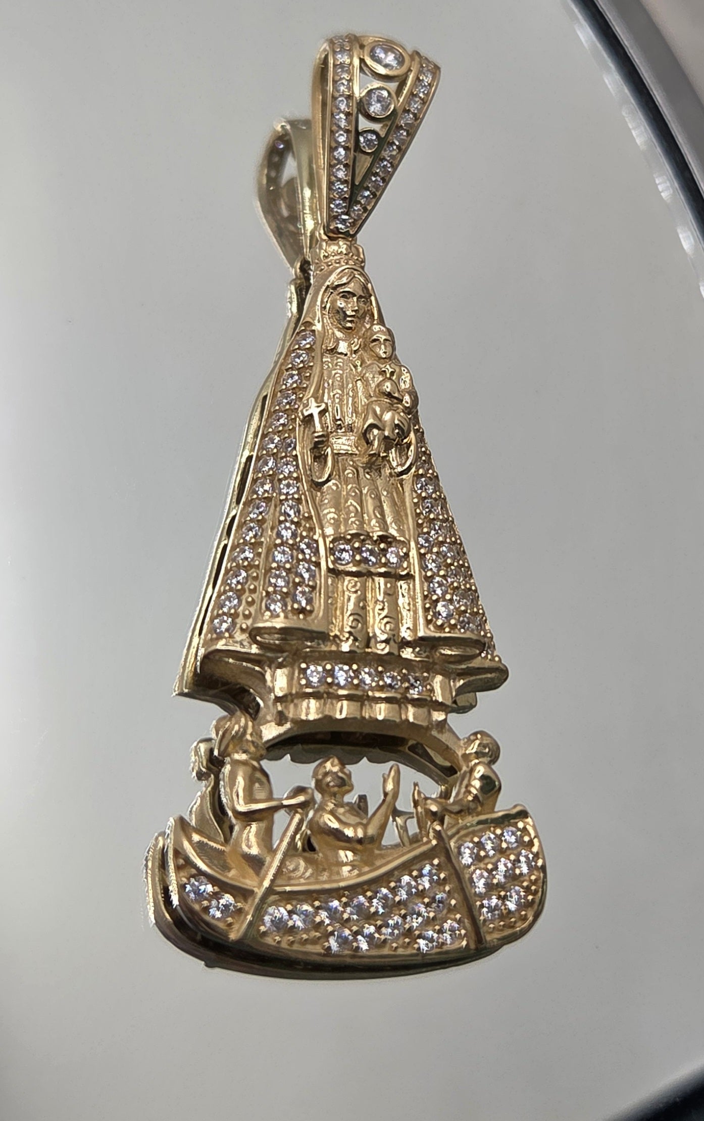 10K LARGE CZ VIRGEN DE LA CARIDAD PENDANT – JY Jewelry Wholesale