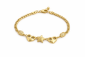 14K DELICATE TWO HEARTS AND STAR CENTER BRACELET – 7.5-9" – JY Jewelry Wholesale