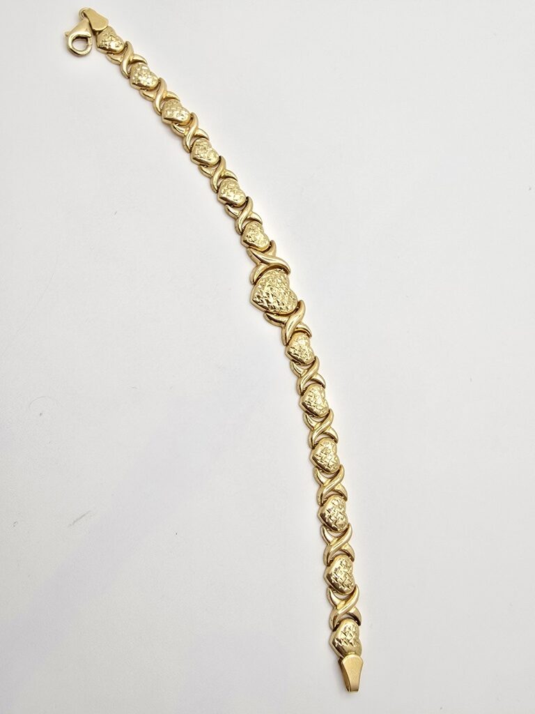 10K HEART XOXO LINK BRACELET – 7.5" – JY Jewelry Wholesale