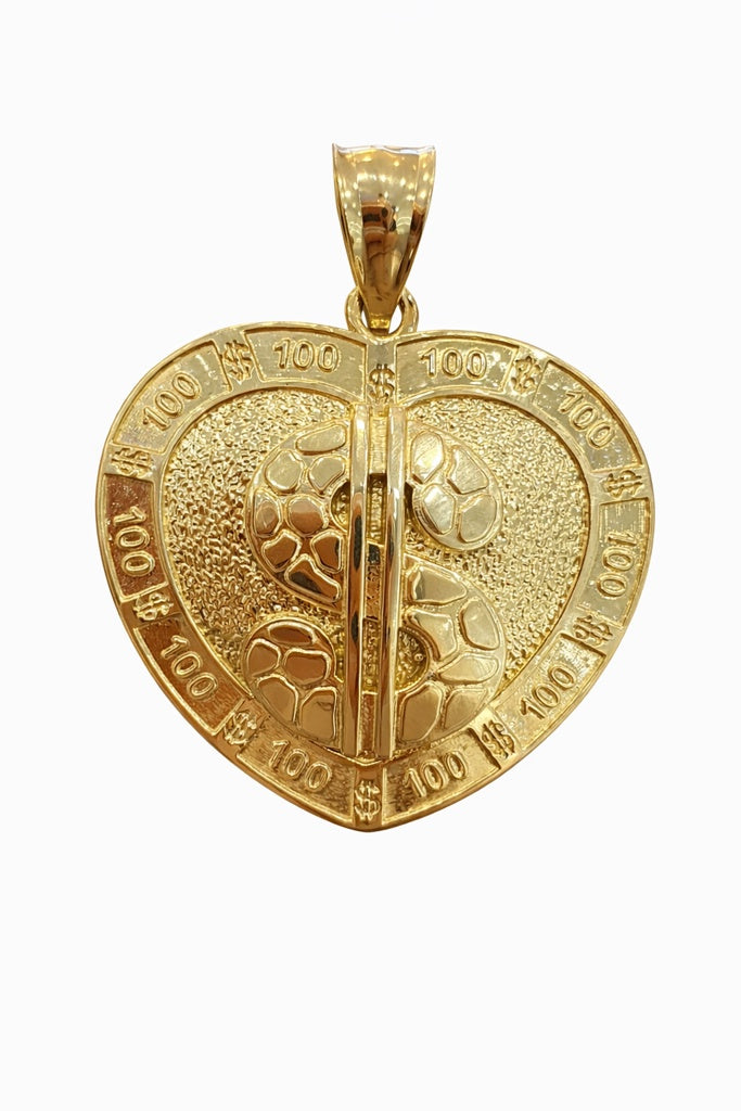 10K LARGE MONEY SYMBOL HEART PENDANT – LARGE – JY Jewelry Wholesale