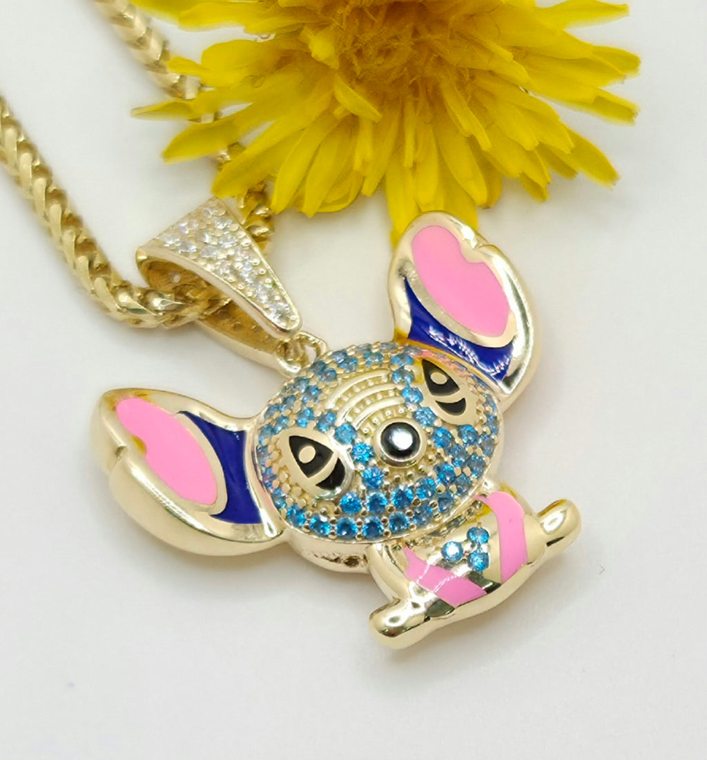 10K CZ SKY BLUE STITCH PENDANT – JY Jewelry Wholesale