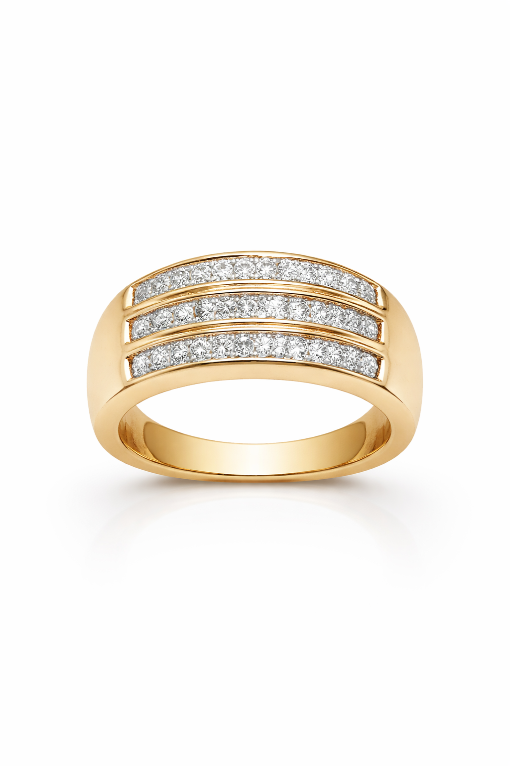 10K ELEGANT THREE ROW DIAMOND WOMAN'S RING – 7 – JY Jewelry Wholesale