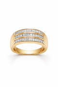 10K ELEGANT THREE ROW DIAMOND WOMAN'S RING – 7 – JY Jewelry Wholesale