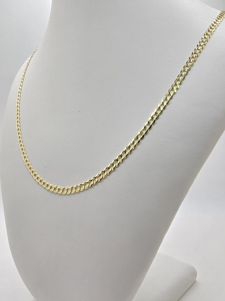 10K SOLID CUBAN CURB FLAT CHAIN – 24" 3.5MM – JY Jewelry Wholesale