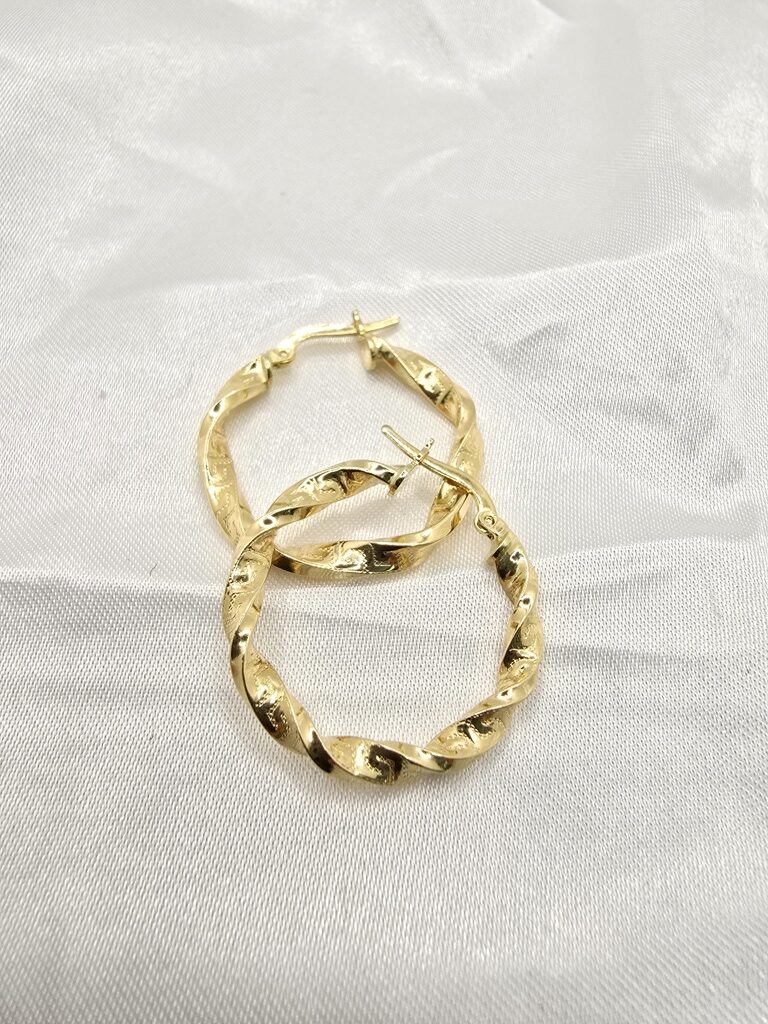 14K GREEK DESING CROOKED HOOPS EARRINGS – 3 3.5MM – JY Jewelry Wholesale