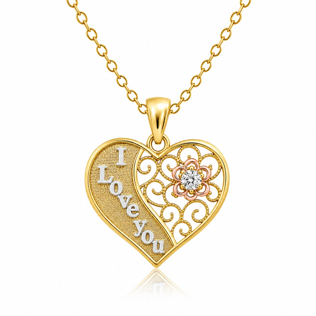 14K MEDIUM ''I LOVE YOU'' HEART PENDANT – JY Jewelry Wholesale