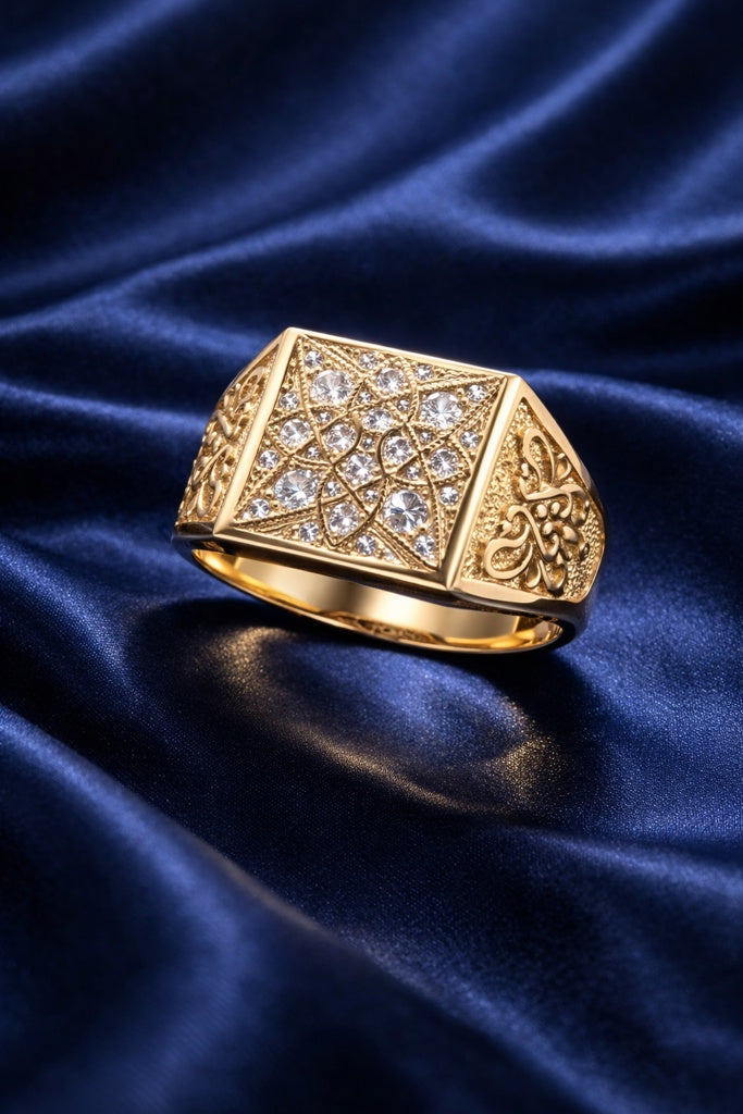 10K SMALL SQUARE ROSETTA MAN'S RING – 12-13 – JY Jewelry Wholesale