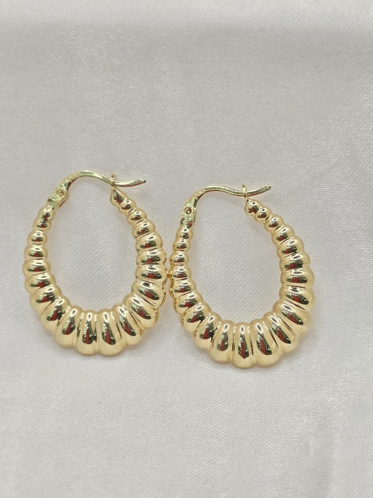 14K MEDIUM SHELL DESING HOOPS EARRINGS – JY Jewelry Wholesale