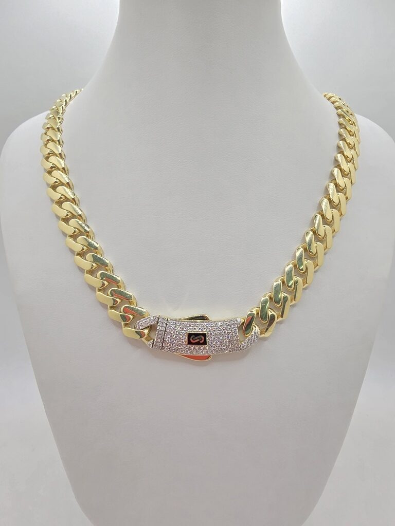 10K CZ LOCK CERTIFIED MONACO CHAIN 9.5MM 22" 26.8GRS – JY Jewelry Wholesale