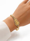 14K MONACO STYLE CZ FRAME CARIDAD BRACELET – 8.5" 7MM – JY Jewelry Wholesale
