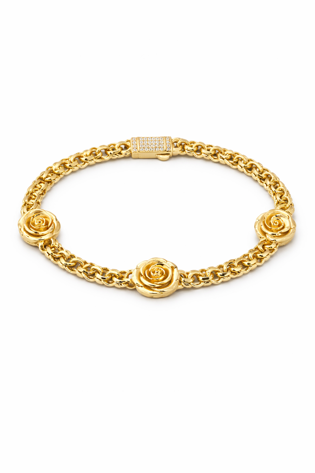10K THREE ROSE HOLLOW CHINO BRACELET – 7.5" 5mm – JY Jewelry Wholesale